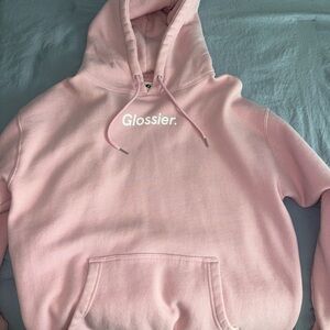 Glossier Soft Pink Logo Hoodie Sweatshirt - Women